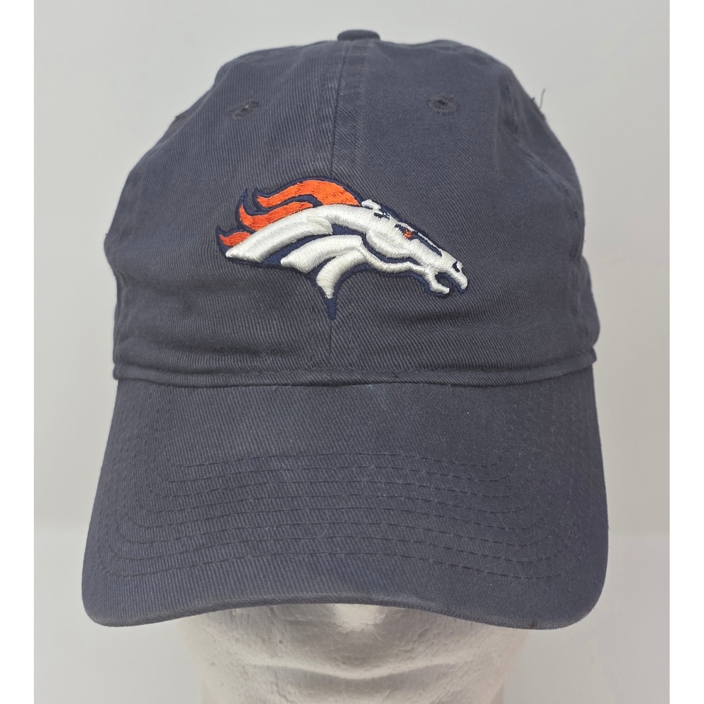 Reebok Denver Broncos Fitted Stretch Hat Small Navy Blue NFL Embroidered Cap